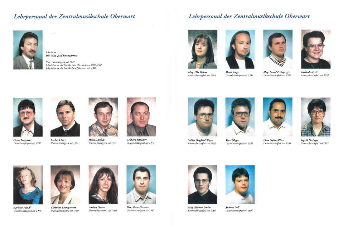 Zentralmusikschule (Ambrosigasse 13): Das Lehrerteam zur Zeit des 50-jährigen Jubiläums