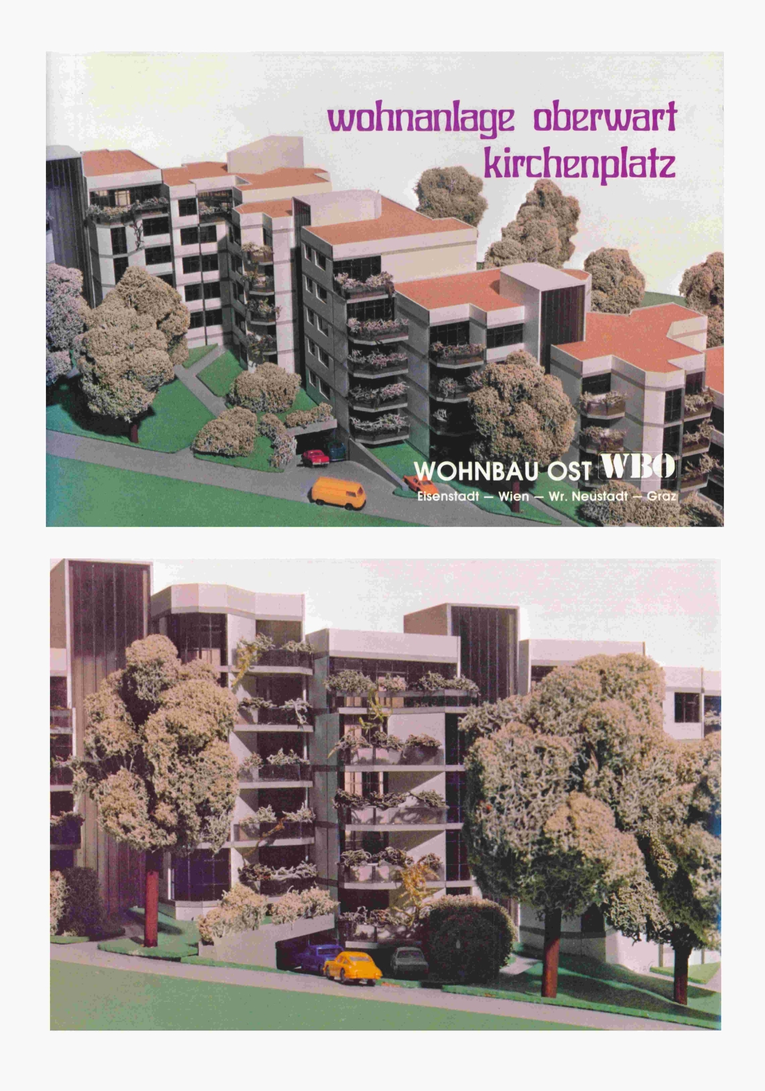 WBO- Wohnbau Ost - Broschüre: Wohnanlage Oberwart Kirchenplatz.