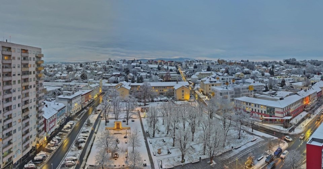 Schnee am 22. November: Blick auf den Stadtgarten und gegen den Schuldenberg