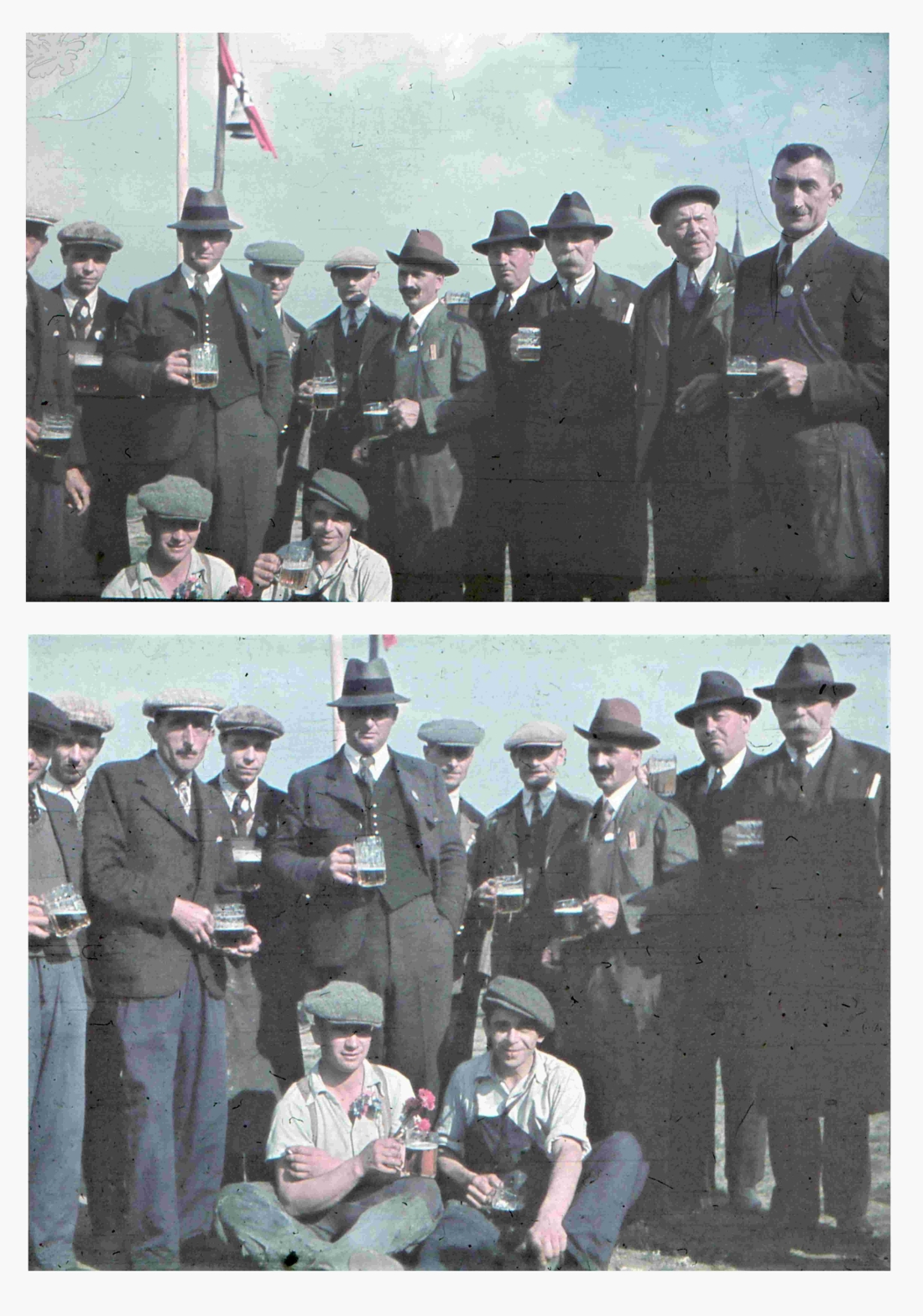 Männerrunden beim Volksfest am Sportplatz während der NAZI-Zeit am 1. Mai 1939