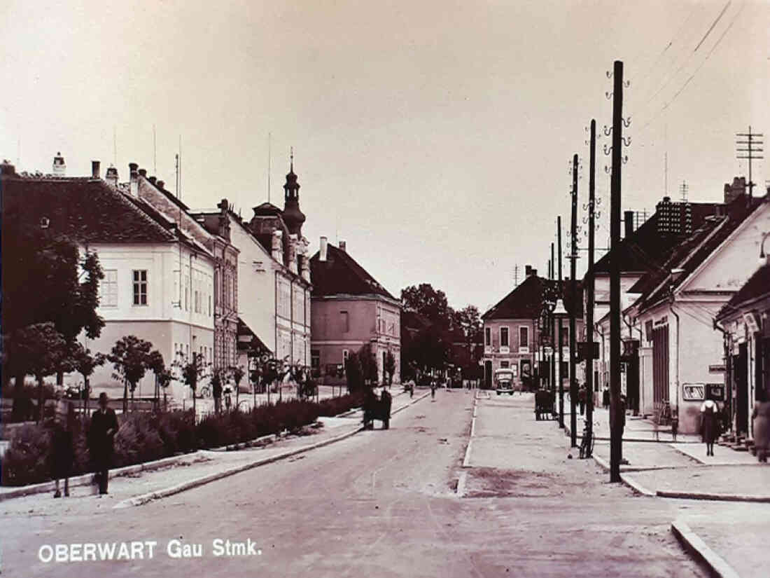 Ansichtskarte: Oberwart, Gau Stmk. - Hauptplatz (früher Hauptstraße)