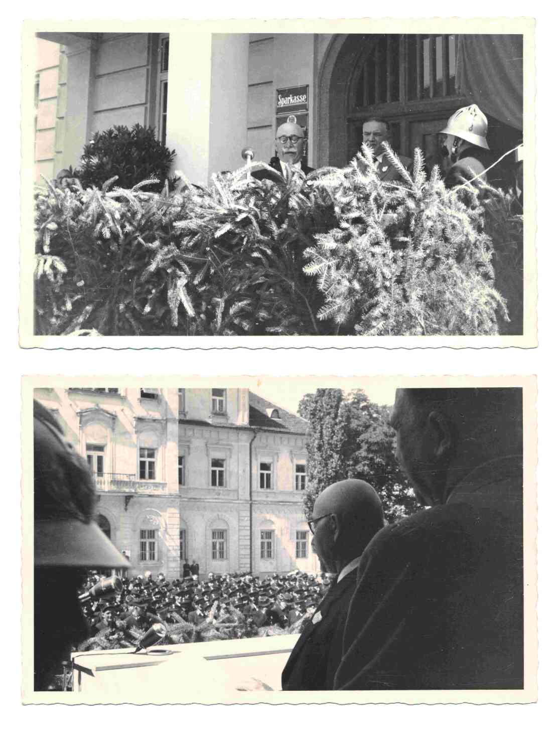 6. Bgld. Landes-Feuerwehrtag in Oberwart: Bgm. Josef Böcskör mit Blick auf die angetretene Truppe