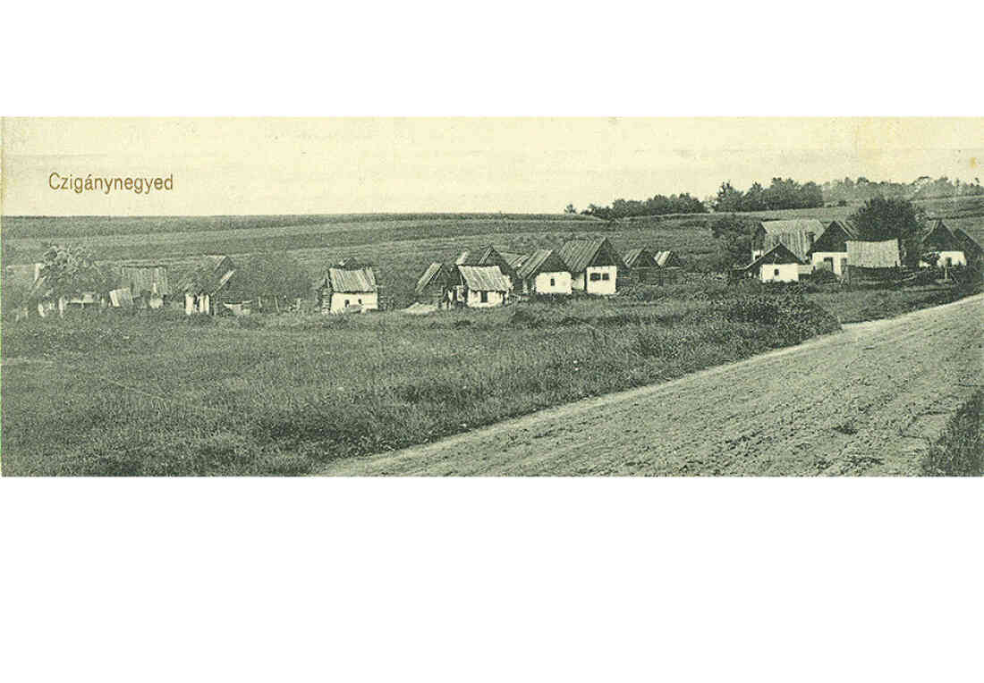 Teil eine Ansichtskarte: 1. Romasiedlung in der heutigen Mühlgasse "Zigeunerkolonie" 1857/76 - 1939