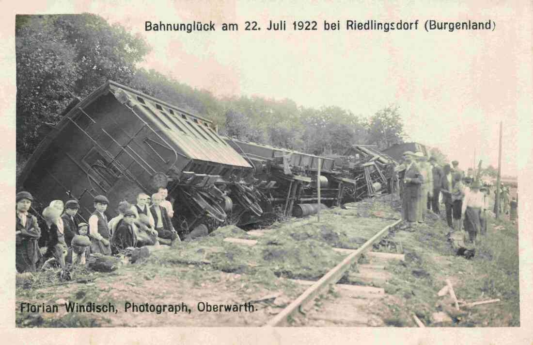 Bahnunglück auf der Strecke Oberwart – Pinkafeld am 22. Juli 1922: Blick in Richtung Oberwart