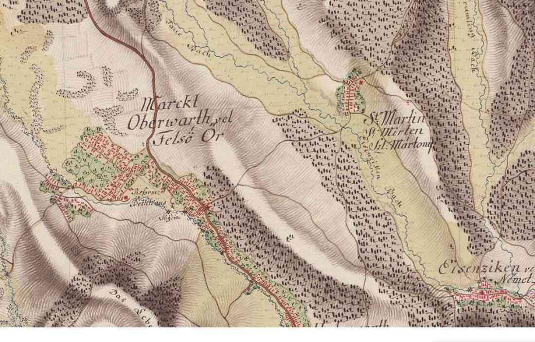 Stadtplan zur Zeit der Josephinischen Landesaufnahme um 1785