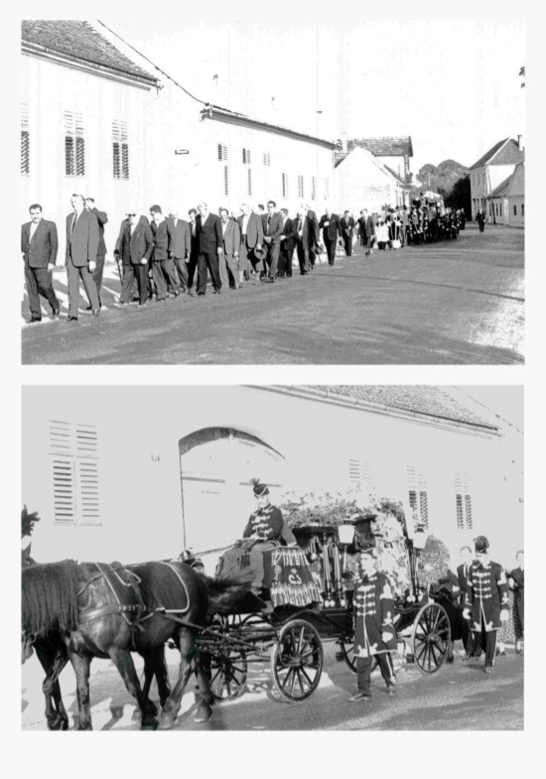 Röm. kath. Pfarre: Begräbnis Paul v. Csoknyai (*1892/+1961) - der Trauerzug mit dem Galawagen der Bestattung Gangoly bewegt sich entlang der Steinamangererstraße zum Friedhof - Seper/Wölfel