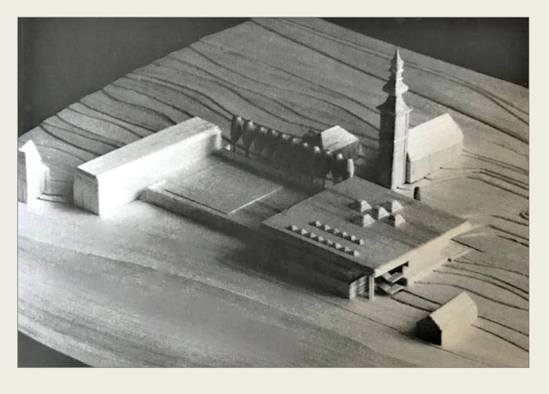 Bau der neuen röm. kath. Osterkirche - Architektenwettbewerb: Modell des eingereichten Projekts der "arbeitsgruppe 4" (Kurrent und Spalt - Wien)