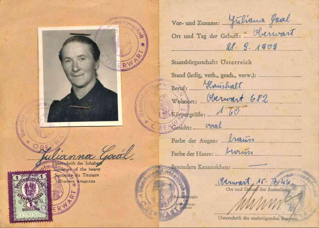 Identitätsausweis von Julianna Gaal (*1909 /+1994)