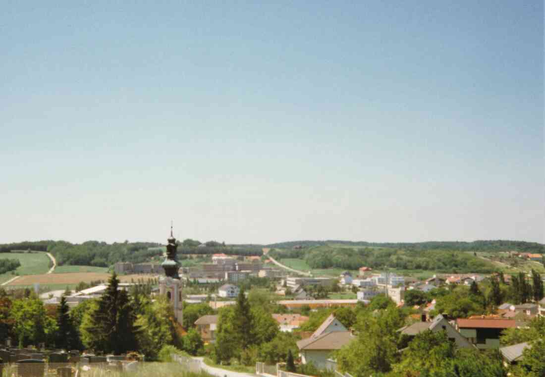 Ansichtskarte: Blick vom kath. Friedhof in Richtung SW