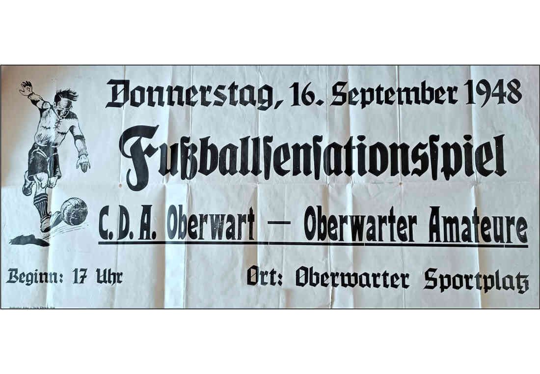 Fußball: Plakat zum angekündigten "Sensationsspiel" CDA-Oberwart gegen Oberwart Amateure