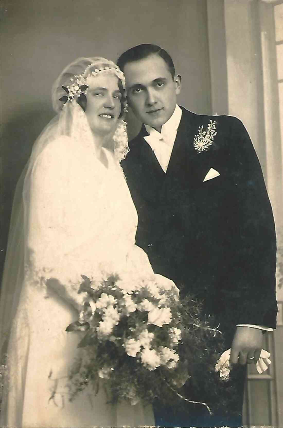 Das Hochzeitspaar Julius Zambo (*1907/+1944 - gefalllen) und Maria Ulreich (*1906/+1978)