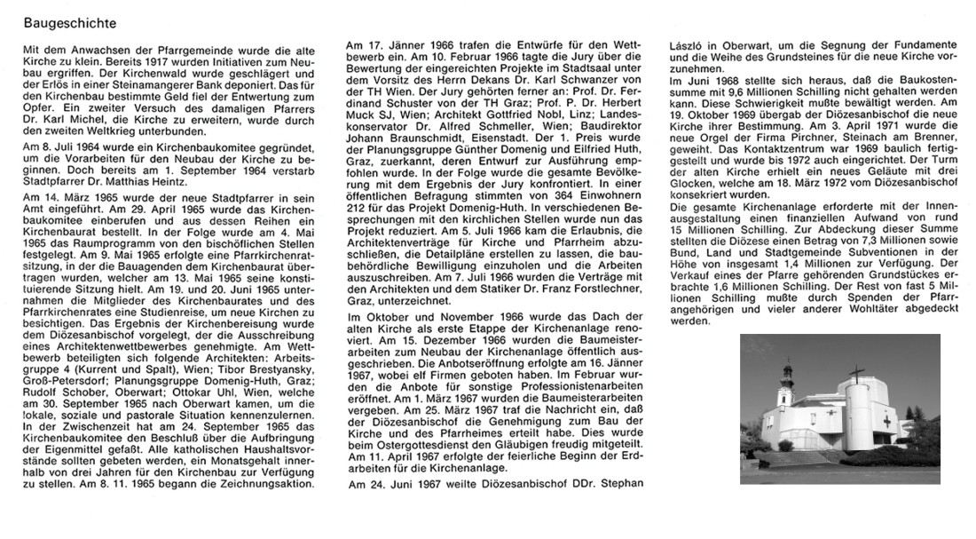 Baugeschichte der neuen röm. kath. Osterkirche