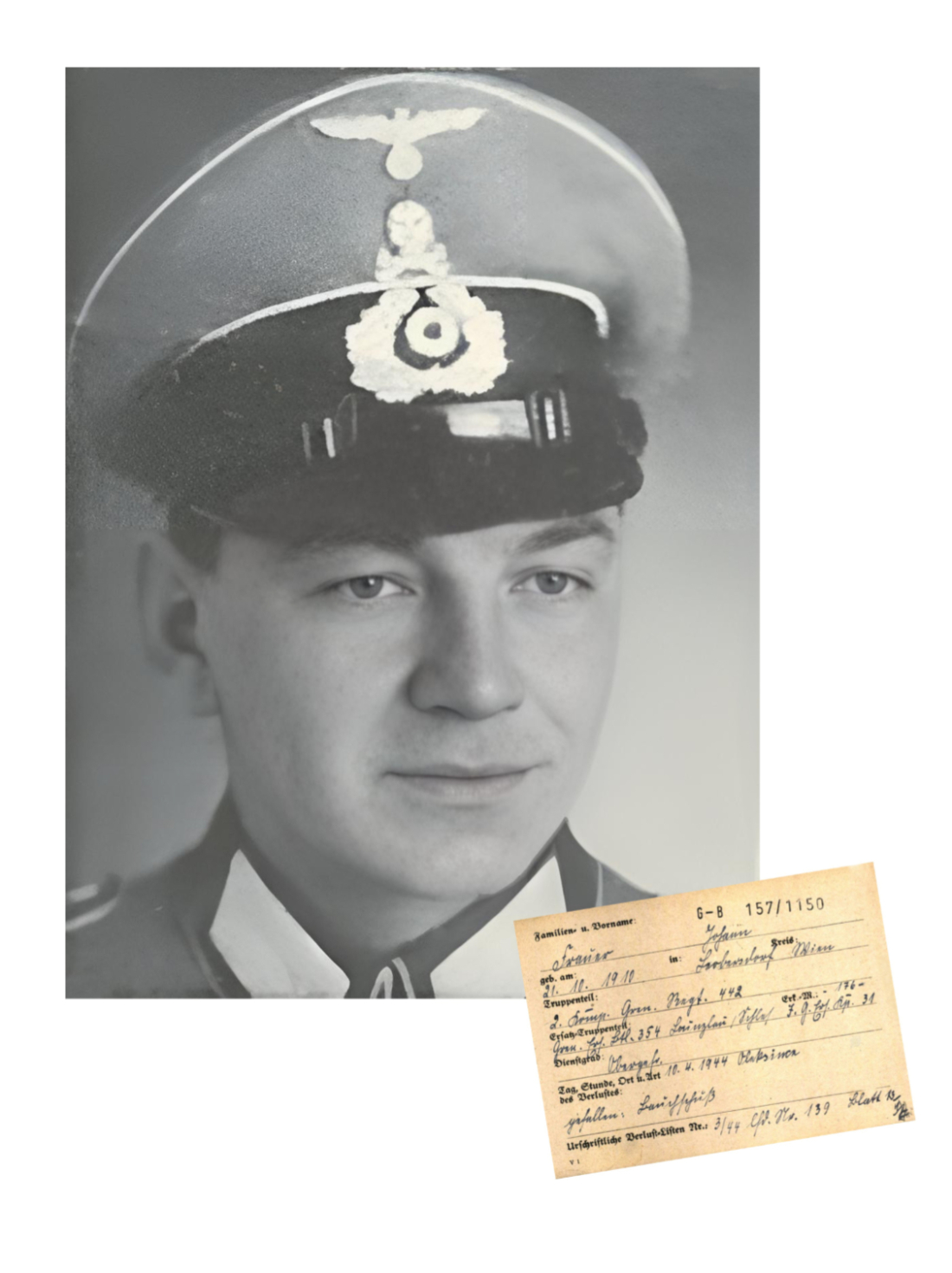 Portrait: Johann Frauer (*1910/+1944 gefallen als Soldat der deut. Wehrmacht) - OW 711 / Johann Straußgasse 24