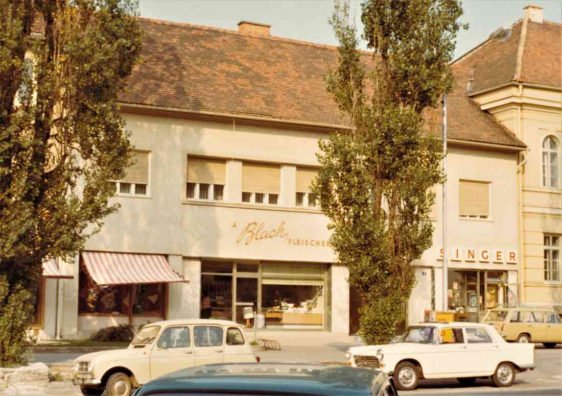 Hauptplatz 7: Fleischerei Blach und Nähzubehör Singer