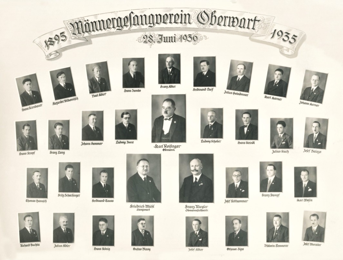Oberwarter Männergesangverein - Jubiläumsfoto zum 40-jährigen Bestand (Reisinger/Riegler/Mühl)