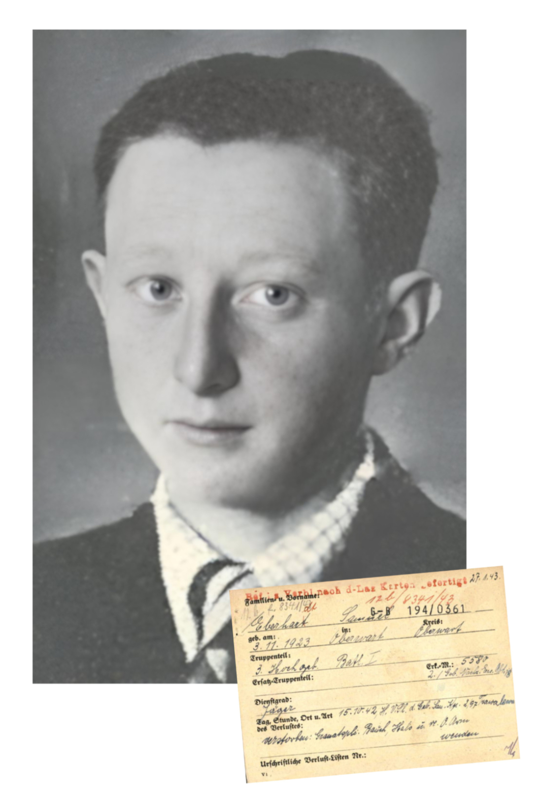 Portrait: Samuel Eberhardt (*1923/+1942 gefallen als Soldat der deut. Wehrmacht) - OW 354 / Falkengasse 3