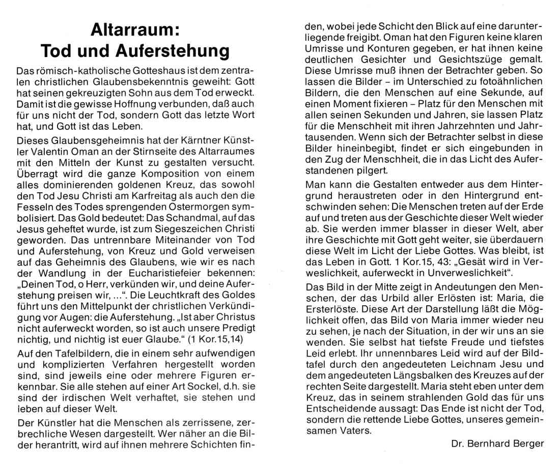 Röm. kath. Pfarre: Text zu den Bildern im Altarraum der Osterkirche