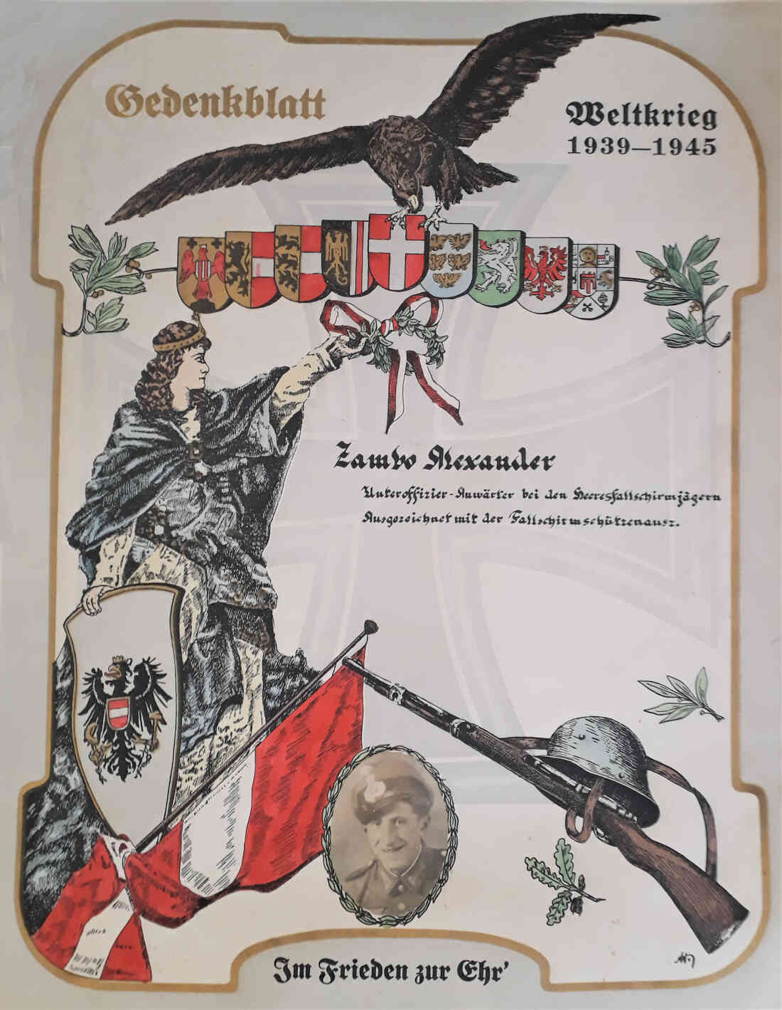 Alexander Zambo *1925/+1999: Gedenkblatt 2. Weltkrieg