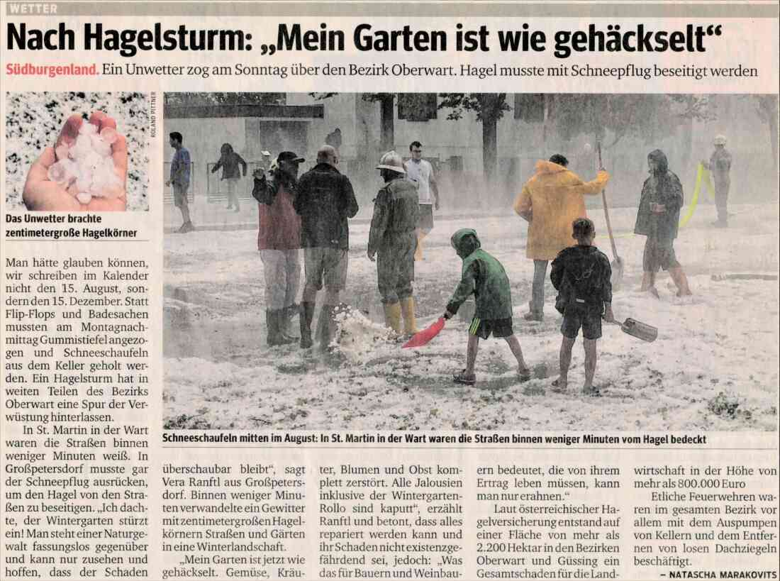 St. Martin: Artikel zum Thema "Hagelsturm im August"