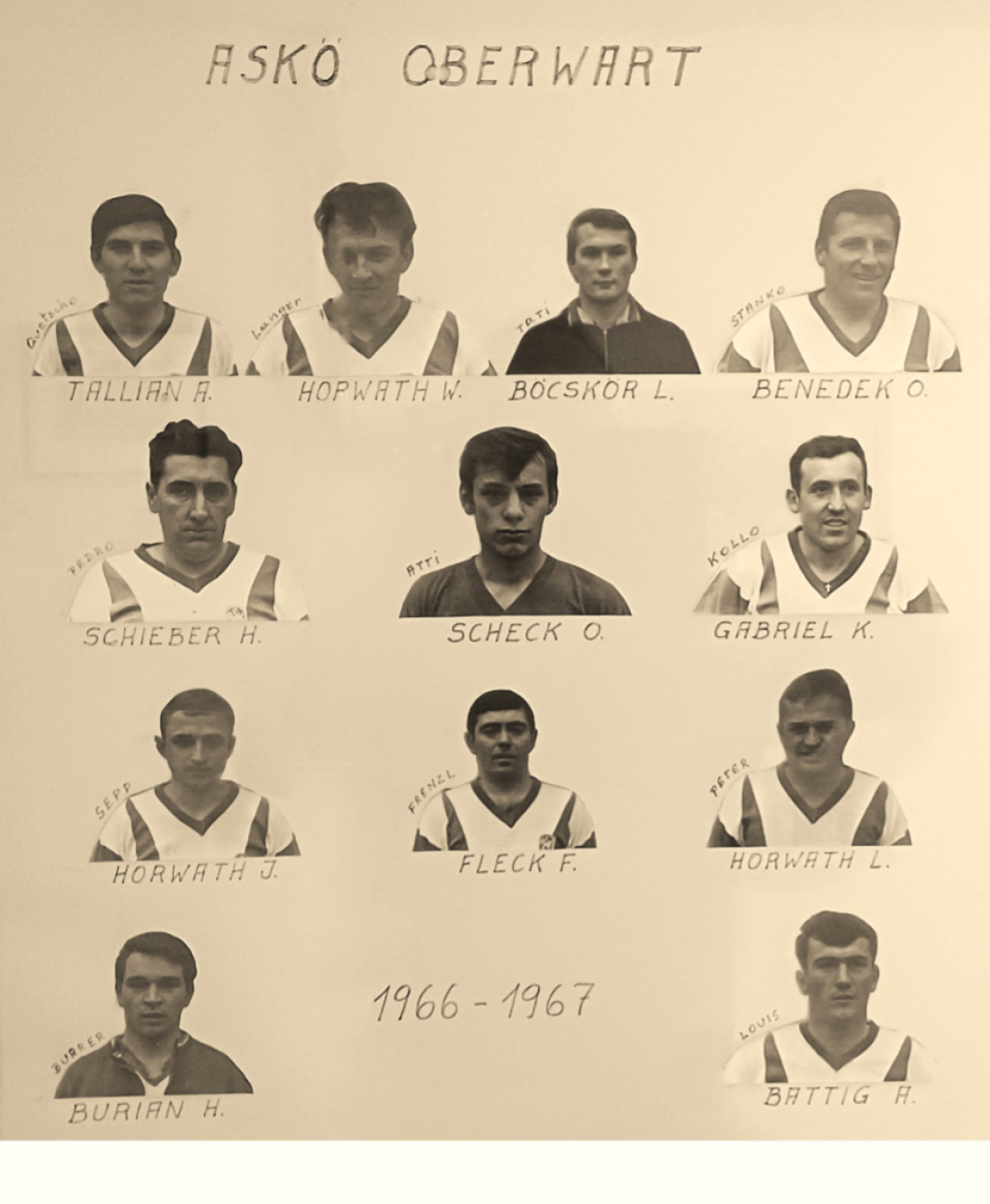 Fußball: die Mannschaft des ASKÖ-Oberwart in der Saison 1966/67