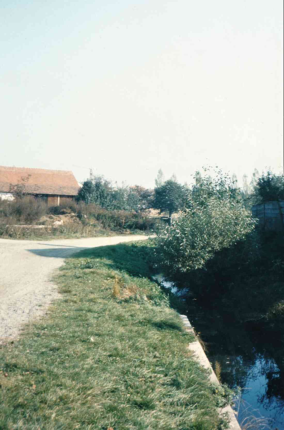 Der noch unverbaute Wehoferbach im Kreuzungsbereich Bachgasse/Lannergasse