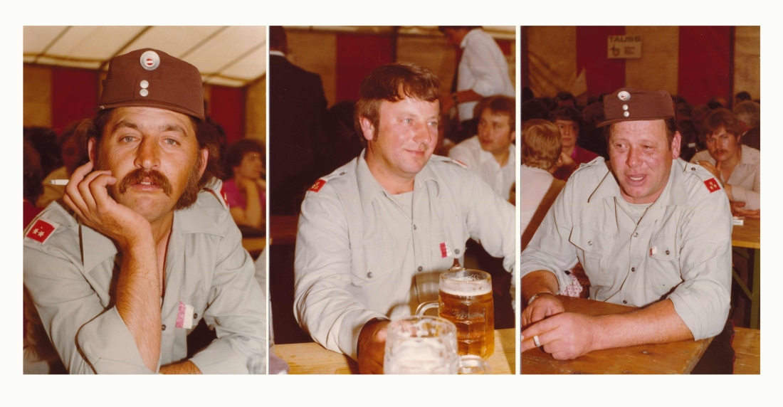 Feuerwehr: drei Kameraden beim geselligen Teil - Alexander Szabo, Walter Krutzler und Ludwig Pal