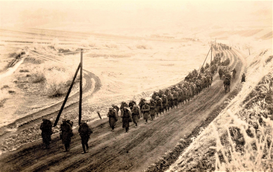 Soldaten der Österreichischen Truppe beenden die Episode des "Freischärlerstaats" Leithabanat (Lajtabánság ung. oder Leitha-Banschaft): Anmarsch auf Oberwart