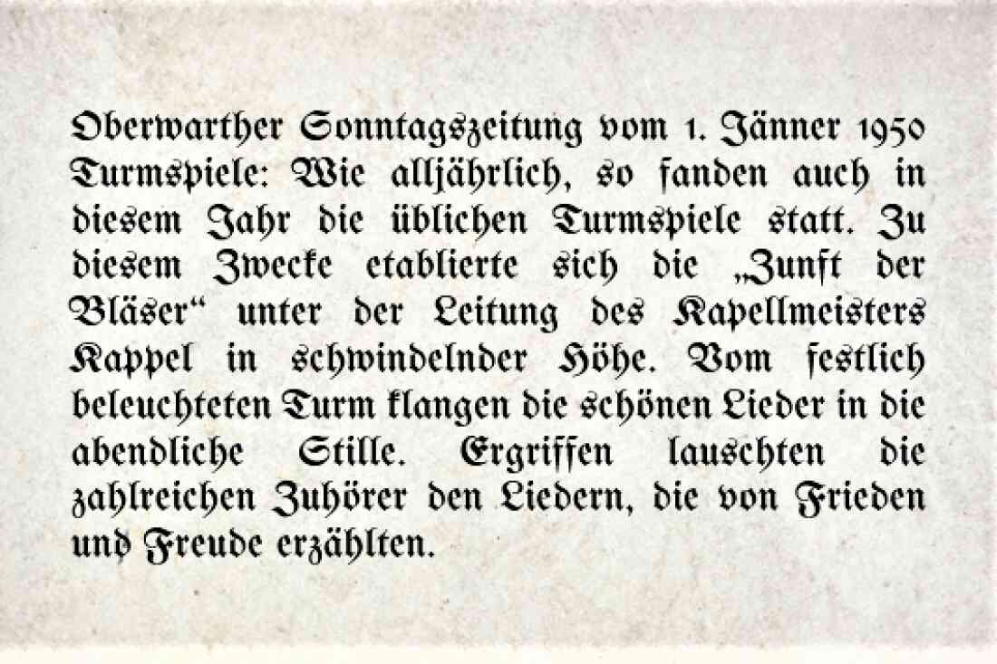 Bericht in der Oberwarter Zeitung: Weihnachtsblasen/Turmspiele (Stadtkapelle)