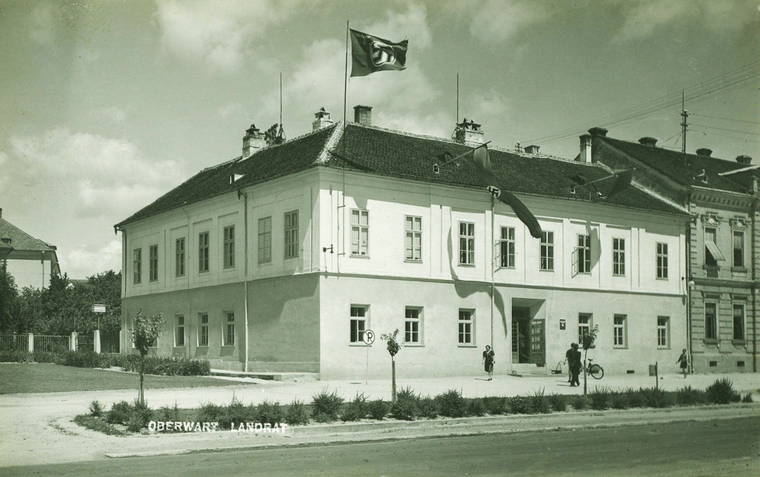 Ansichtskarte: Oberwart Landrat (später Bezirkshauptmannschaft) zur NAZI-Zeit / OW 147 / Hauptplatz 1