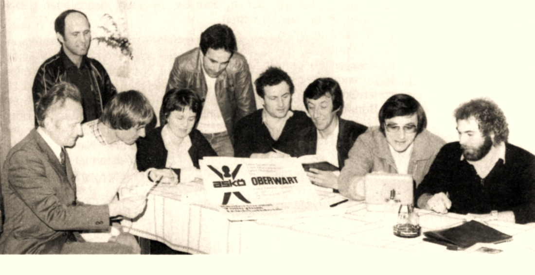 Gründungsvorstand des ASKÖ-Volleyball Oberwart - Orovits/Höfer/Gartlgruber/Messner/Binder/Schober/Steurer/Portschy/Musser