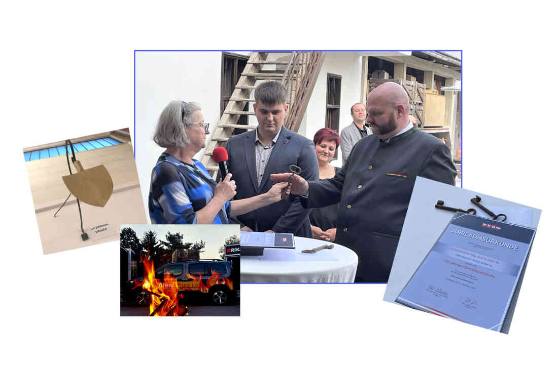 150 Jahre Firma Fliegenschnee mit Firmenübergabe durch Mutter Heidi Seper (geb. Scherber) an die beiden Söhne Michael und Mattias