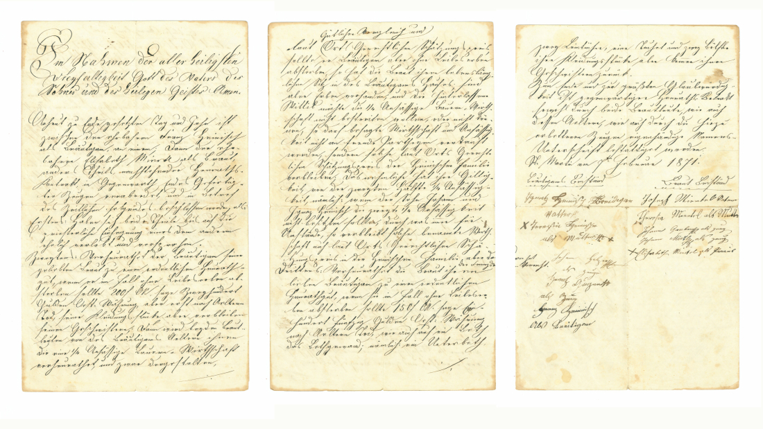 St. Martin: Ehevertrag Franz Heinisch  (*1872/+1917) – Elisabeth Miertl (*1875/+1945) aus dem Jahr 1871