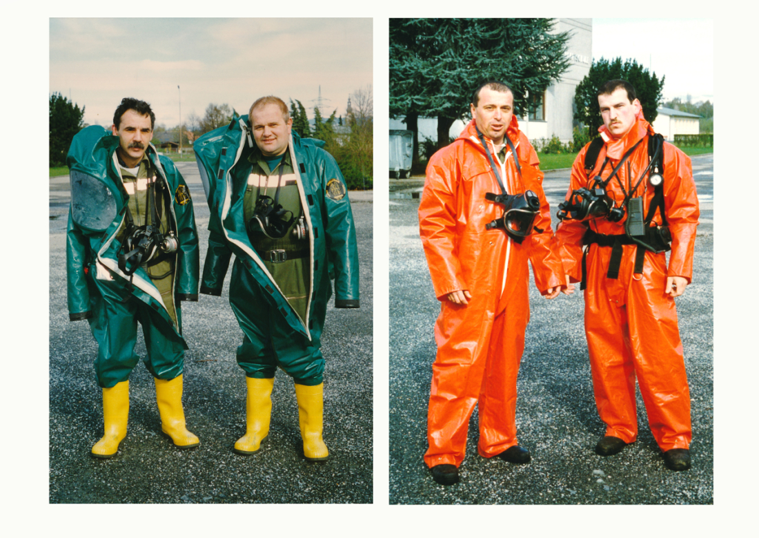Feuerwehrmänner in ihren Schutzanzügen - Schützenhofer/Seper und Mohat/Imre