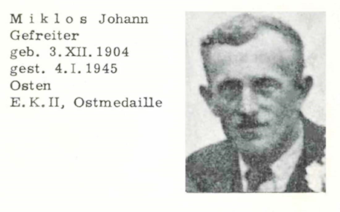 "Janos" Johann Miklos - Gefreiter (*1904/+1945) - gefallen als Soldat der Deutschen Wehrmacht / Graf Erdödystraße 77