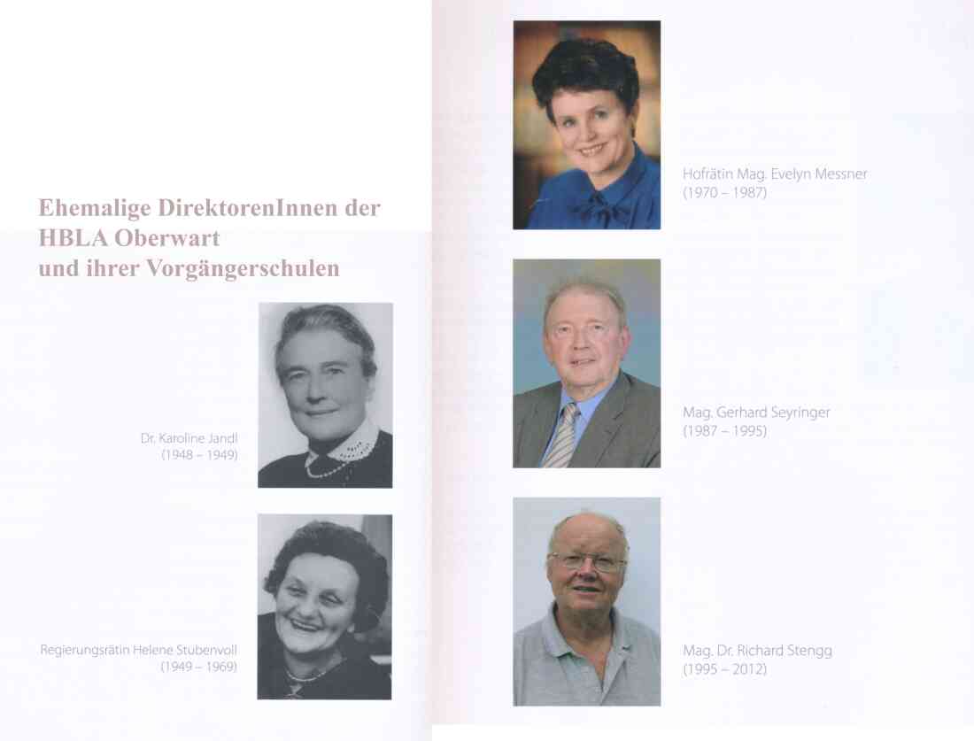 HBLA: Ehemalige DirektorenInnen der HBLA und ihrer Vorgängerschulen