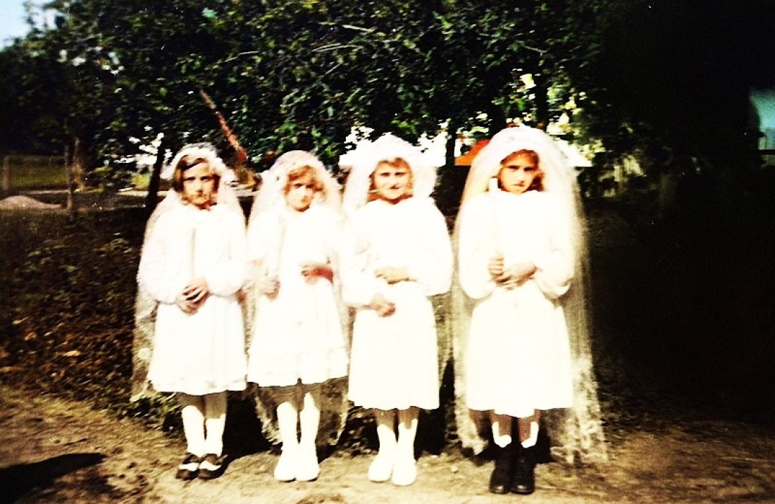 St. Martin: Erstkommunion der vier Mädchen v.l.n.r.: 1 Josefine Egger, 2 Margarethe Körper, 3 Maria Mirtl, 4 Anna Mirtl