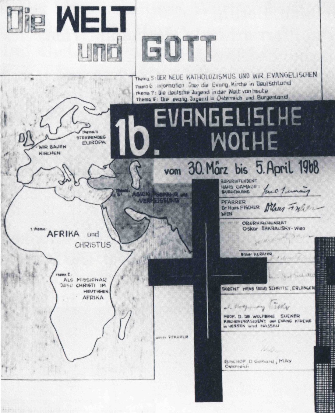 Erinnerungurkunde an die 16 Evang. Woche der evang. Pfarrgemeinde AB im Jahre 1968