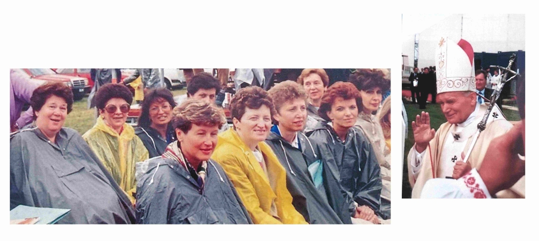 Papst Johannes Paul II. - Besuch des röm. kath. Kirchenchors bei der Papstmesse in Trausdorf am 24. Juni 1988 - Gabriel/Rosner/Klimek/Losonsky/Wölfel/Frühmann/Horvath/Eigenbauer