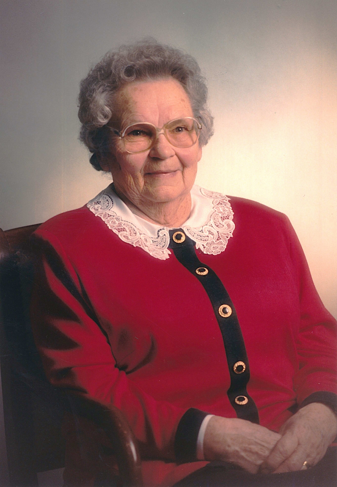 Portrait von Anna Hicke (geb. Hanusch, *1917/+1998) anlässlich ihres 70. Geburtstags