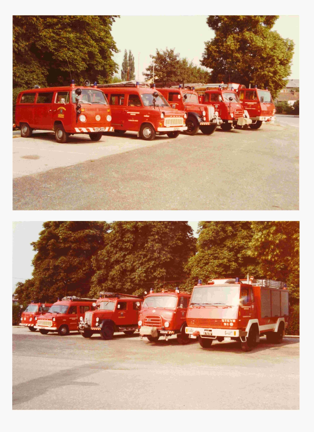 Stadtfeuerwehr: der Fuhrpark im Jubiläumsjahr 1983 - 100 Jahre Feuerwehr in Oberwart
