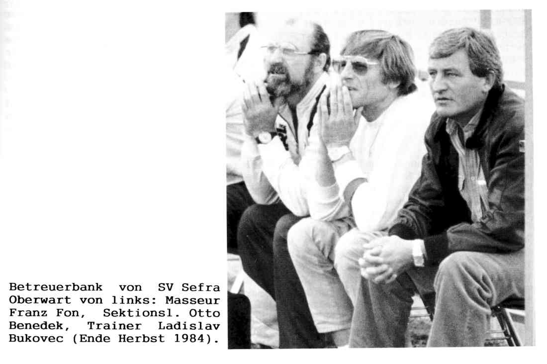 SV Sefra Oberwart: Betreuerbank 1984