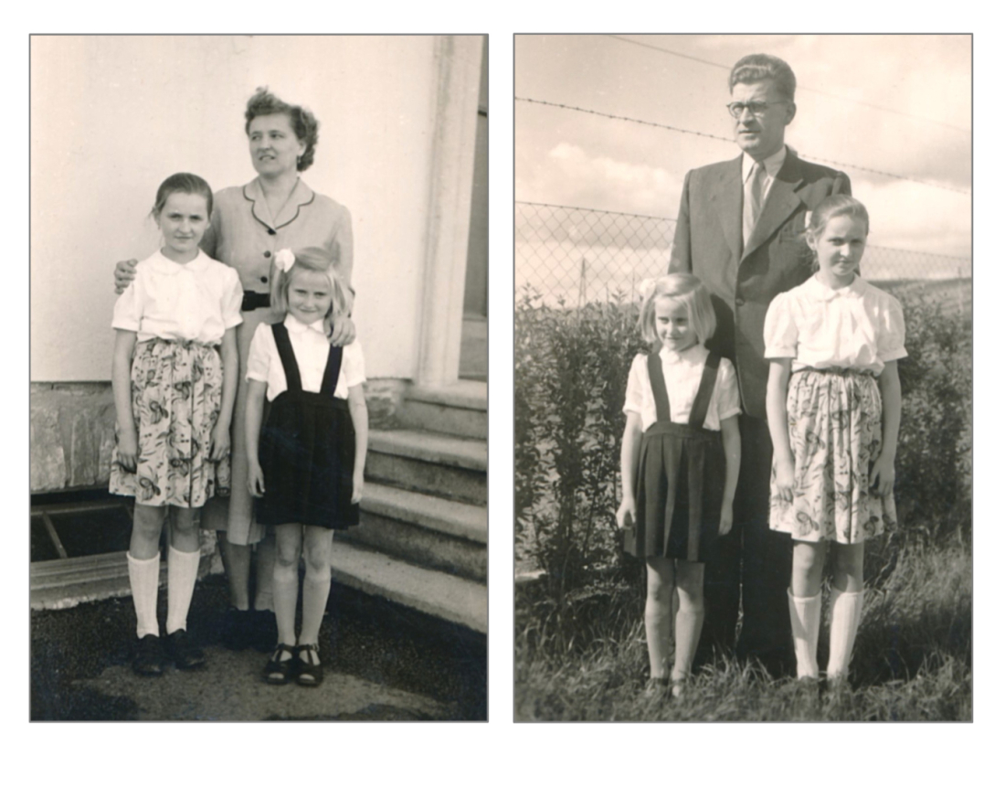 Familie Ludwig Tölly (*1919/+1972) und Maria Tölly (*1921/+2011) mit den Töchtern Helga und Elisabeth - Eichendorffgasse 3