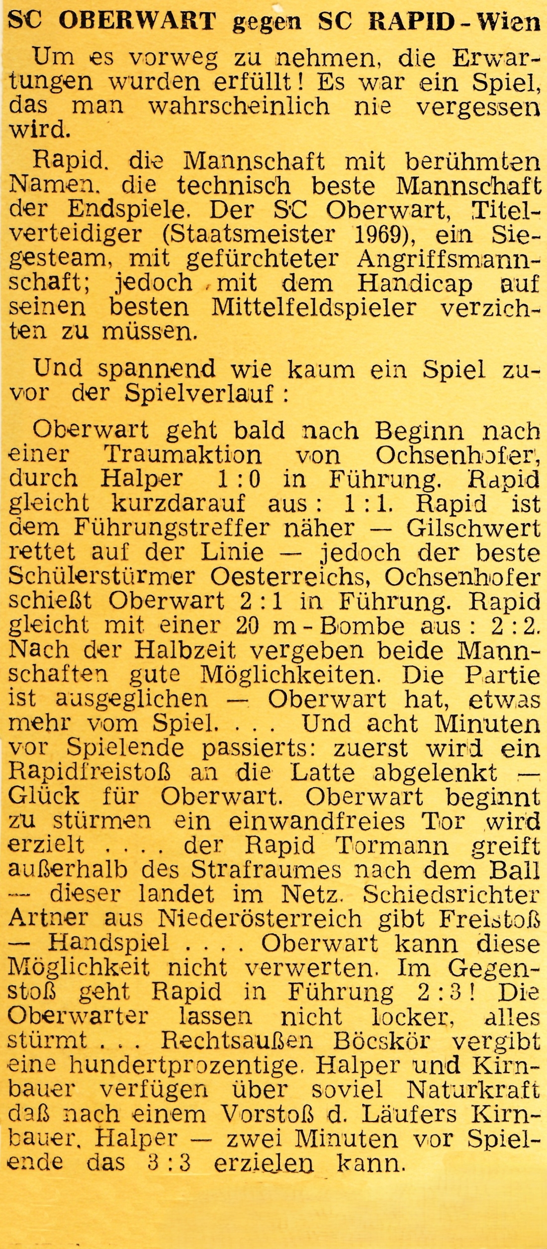 Oberwarter Zeitung - OZ vom Sommer 1970: Fußball - SC Oberwart - Schülerstaatsmeister 1969/70