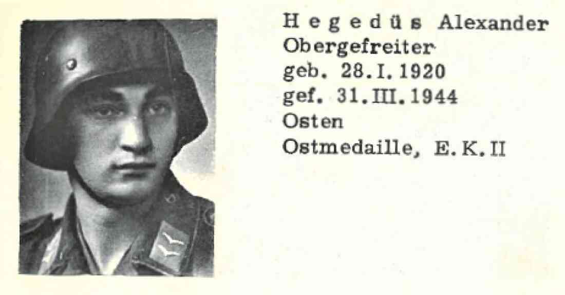 Obergefreiter Alexander Hegedüs (*1920/+1944) - gefallen als Soldat der Deutschen Wehrmacht / Graf Erdödystraße 17