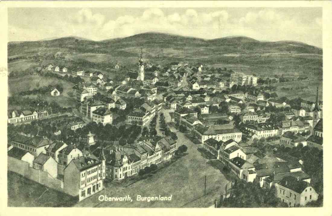 Gemalte Ansichtskarte: Blick entlang der Wienerstraße in Richtung SO