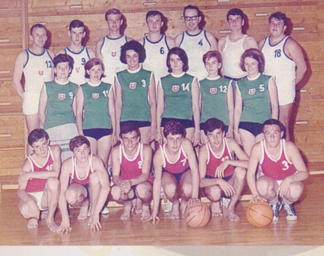 Basketball 1964: Damen, Herren und Jugend - drei Landesmeister-Teams aus Oberwart (Glatz/Imre/Lehner/Terpotitz/Schmalegger/Schadl/Györög/Mikula/Wagner/Brunner/Toth/Hadek/Kobliha/Fischer/Wertner/Linzer/Nagy/Zambo