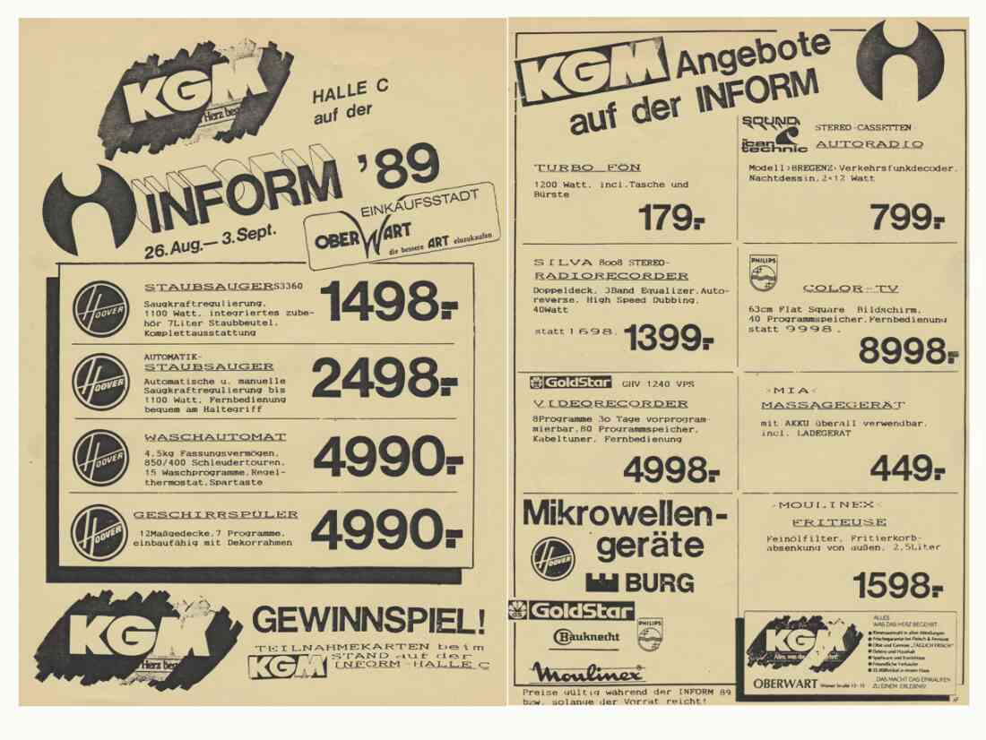 KGM (Konsum/COOP) - Flugblatt anlässlich der Inform 1989