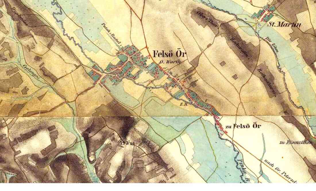 Stadtplan zur Zeit der Franziszeischen Landesaufnahme um 1840