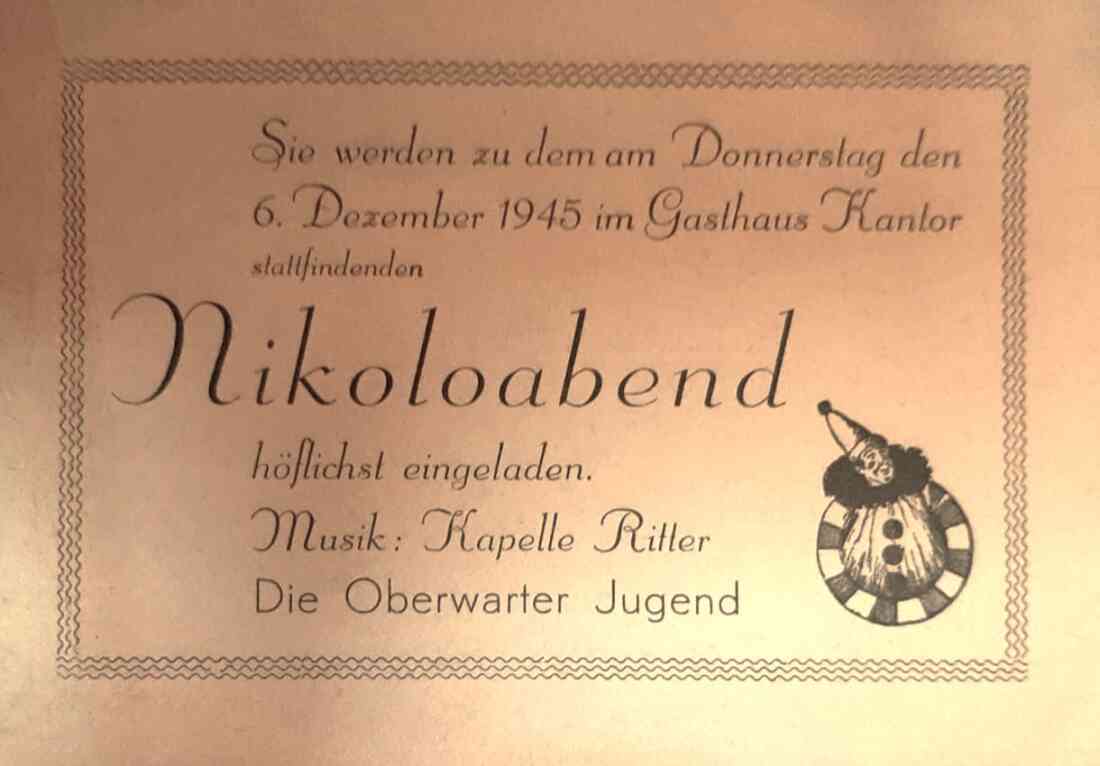 Einladung zum "Nikoloabend" im Gasthaus Kantor