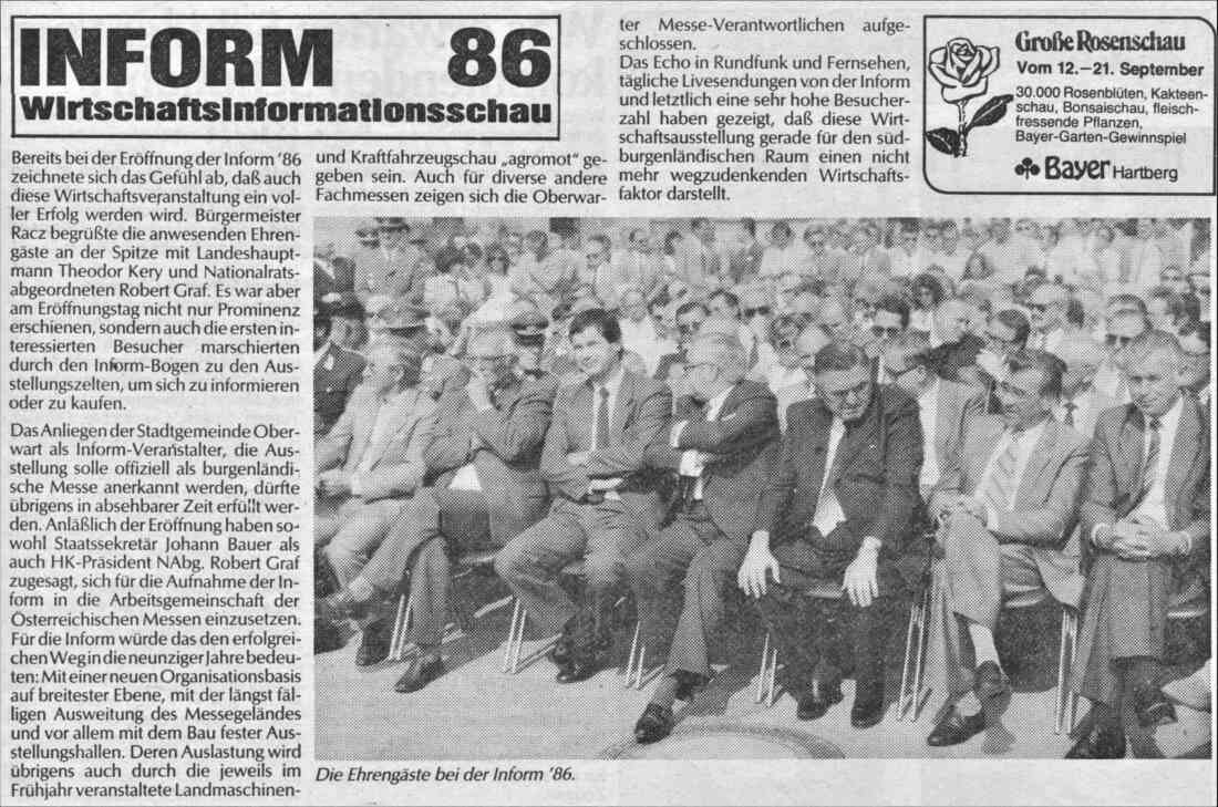 16. Inform: Ehrengäste bei der Inform 1986